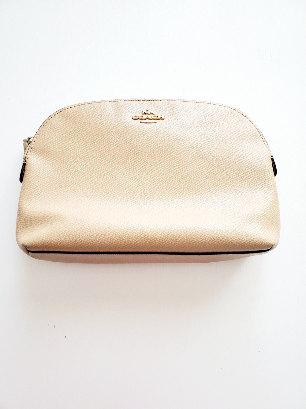 Coach Beige Leather Cosmetic Pouch